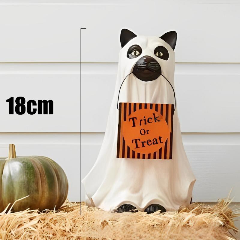 Halloween Dog Cat Statues Festival Theme Ghost Dog Candy Bowl Holder Multifunctional Anti Fading Festival Party Decoration Gift