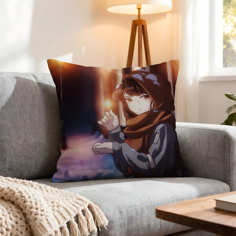 Anime Komi Can'T Communicate Cushion Cover 1Pcs Decorative Covers Soft Cushion Case For Sofa Couch Decor 40X40 45X45 Pillowcases