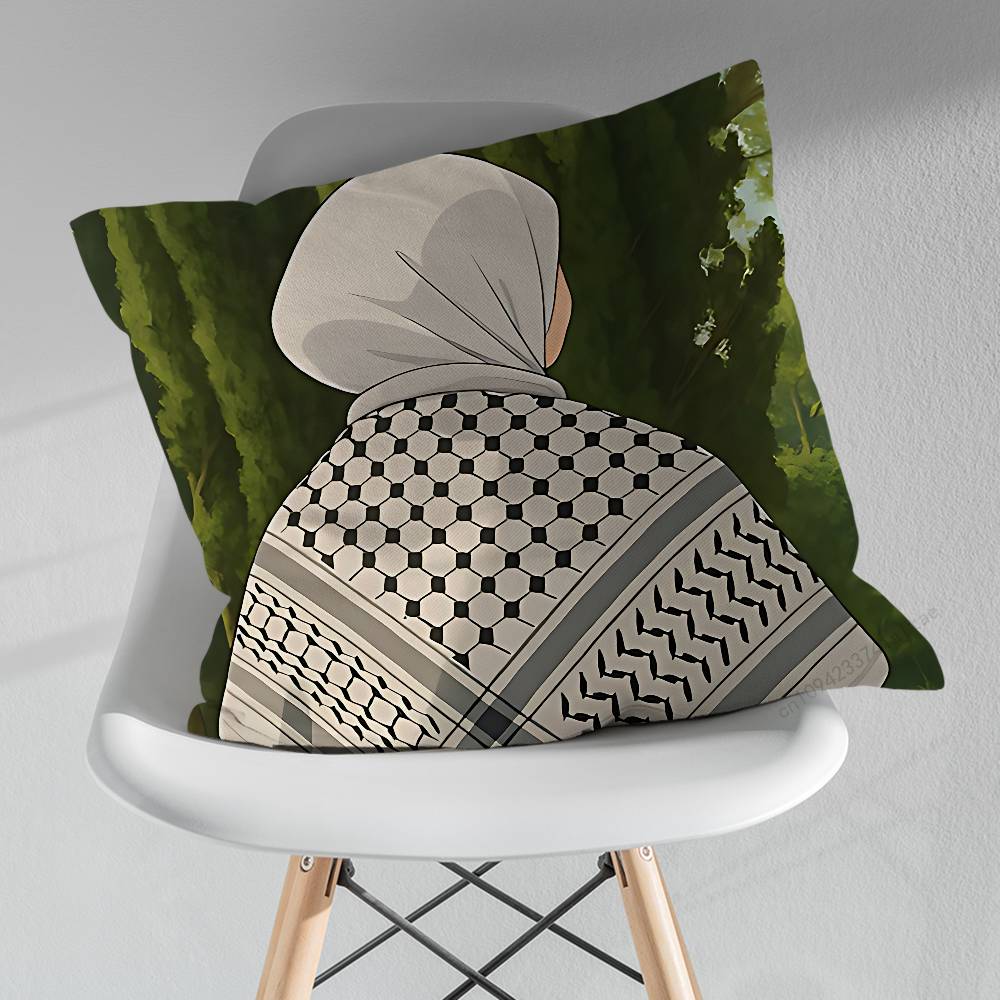 

Cartoon Arabic Muslim Girls Throw Pillow Case Living Room Sofa Cushion Cover For Home Bedroom Decoration Protector 30x30cm