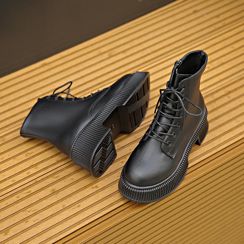 Martin boots women's new thick-soled round-headed white short boots large-size thick-soled short boots