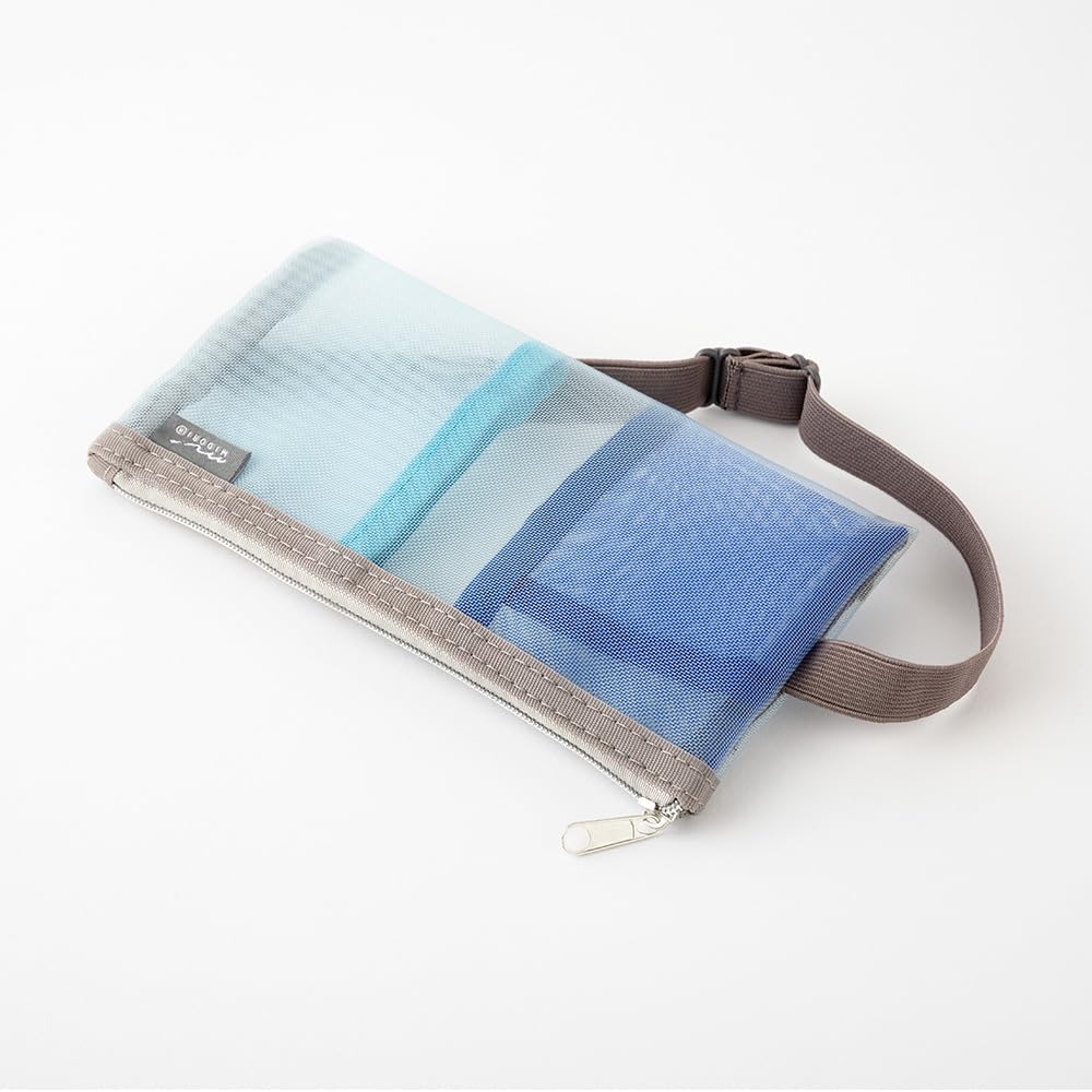 MIDORI Pencil Bookband Pencil Case for Light 41838006 Case, B6-A5, Mesh, Blue,
