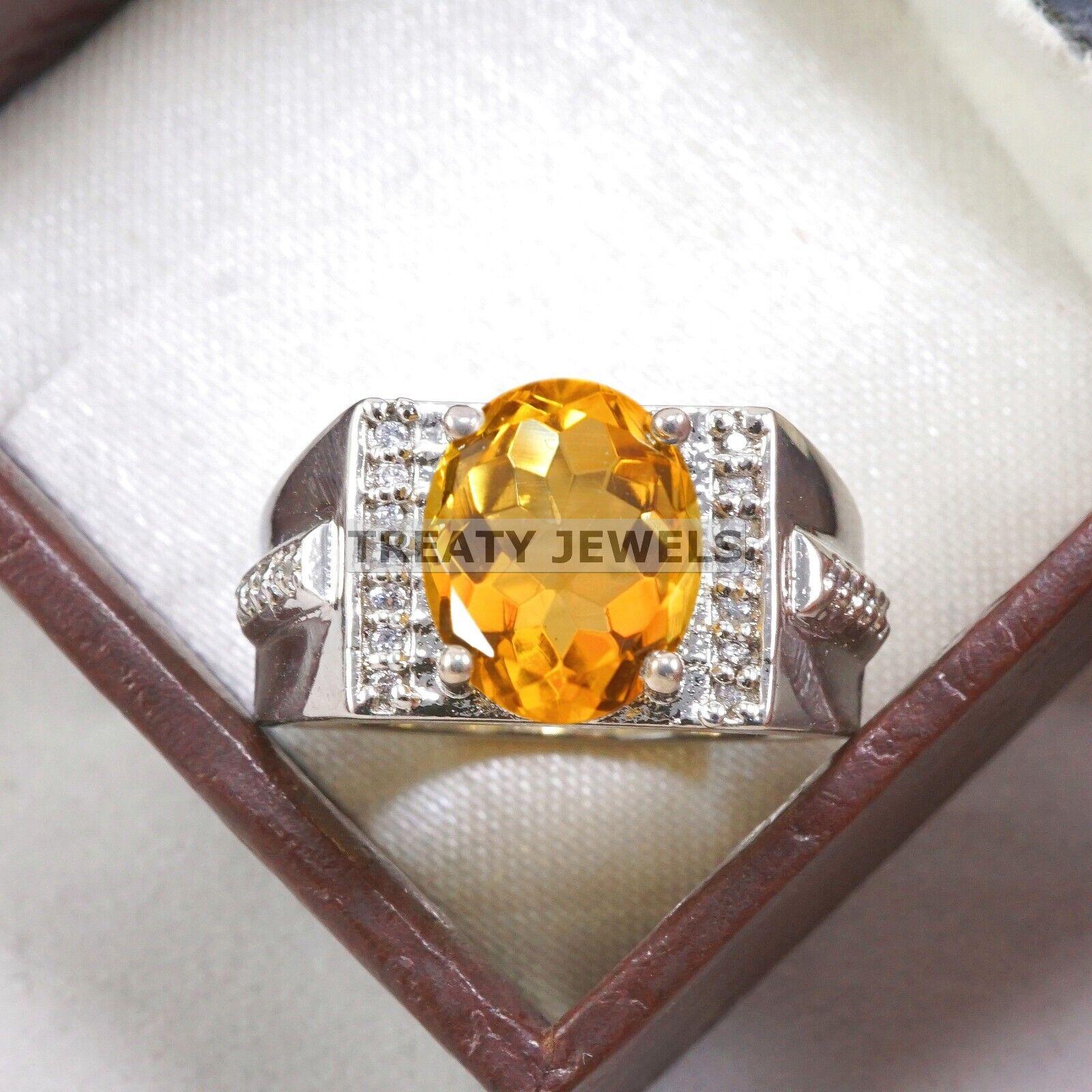 

Citrine Oval Cut Gemstone With 925 Sterling Silver Ring For Men s #A974 JL375669287006 4-16 US срібний