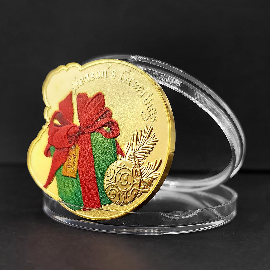 Weihnachtsgeschenke, Münzen, kreative Münzen, Medaillen, Weihnachtsdekorationen, Ornamente, Weihnachtsgeschenk, Strumpffüller