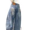 Spring Washed High-Waisted Wide-Leg Jeans for Women with American Pocket Design