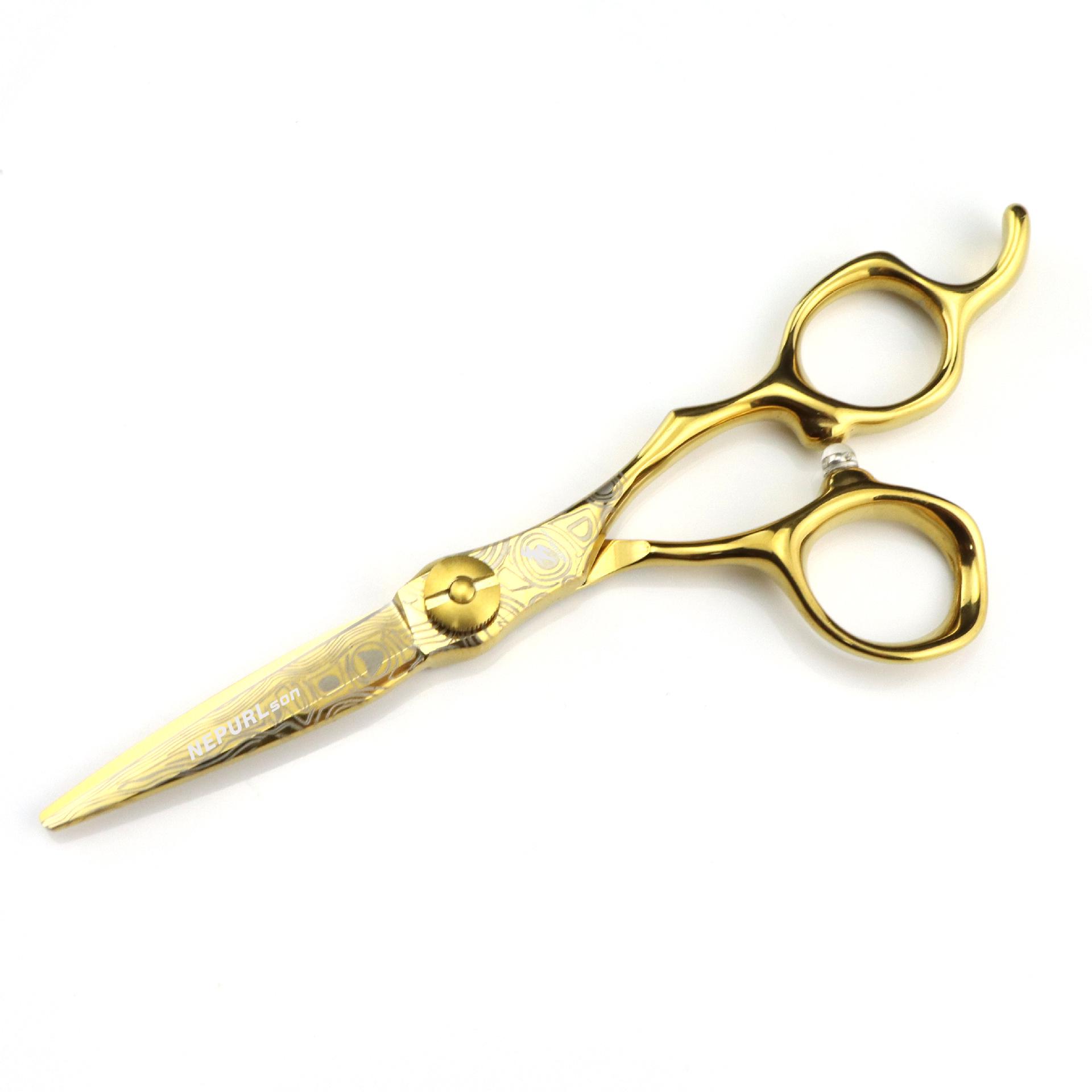 Gold 6.0  Napson Damascus Steel Hairdressing & Thinning Barber Scissors