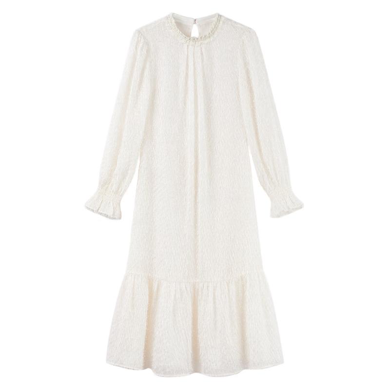 Elegantes A-Linien-Kleid aus Spitze und Chiffon mit Puffärmeln