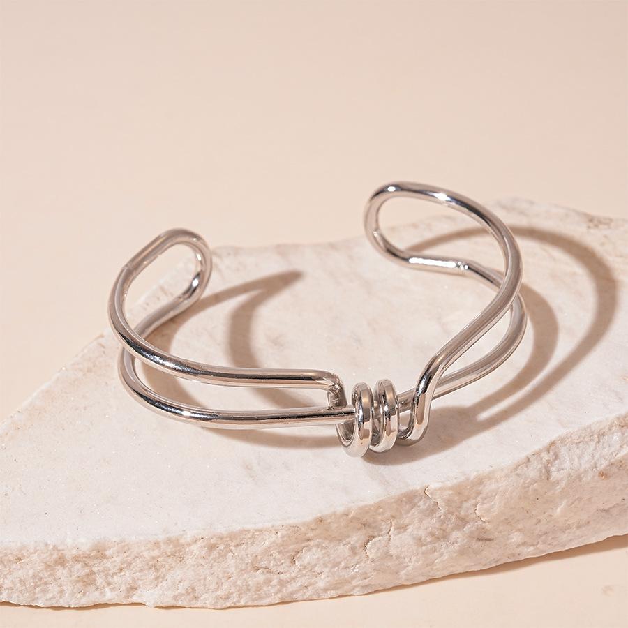 Metallic Double Geometric Knot Open Bracelet Commuter Temperament Jewelry