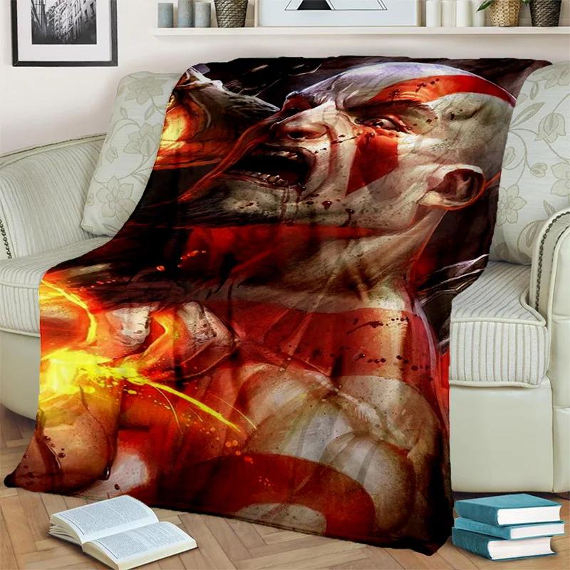 3D hry God of War Hry Kratos HD deka, měkká deka pro domácí ložnici Pohovka Pohovka Piknik Cestovní přikrývka do kanceláře pro děti