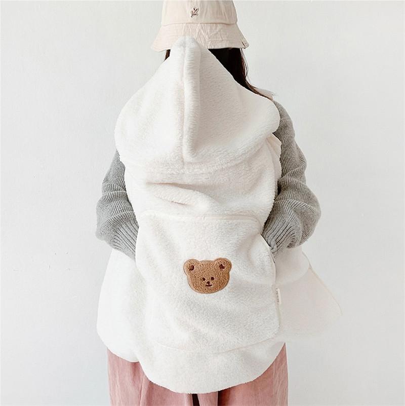Cartoon Bear Plush Baby Blanket Baby Stroller Windproof Blanket Travel Out Portable Warm Baby Swaddle Blanket
