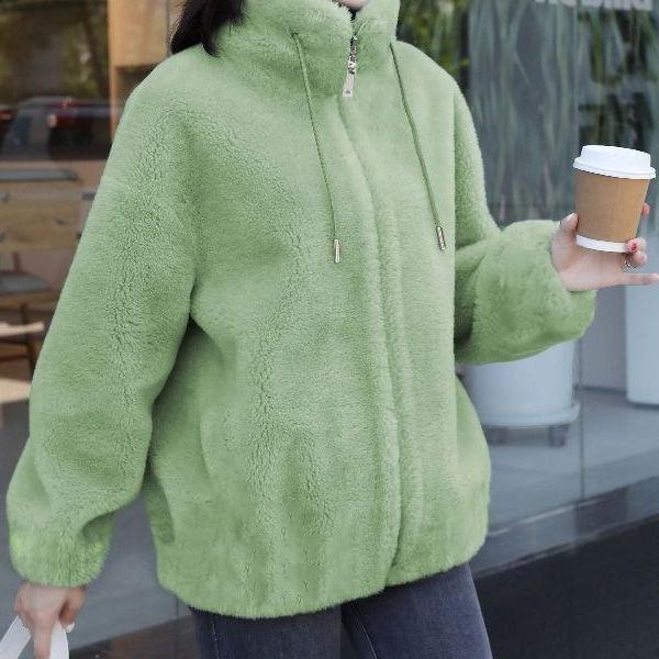 Seven-color double-sided fleece jacket winter new fleece thickened cardigan new warm turtleneck zipper sweater women's fleece shirt