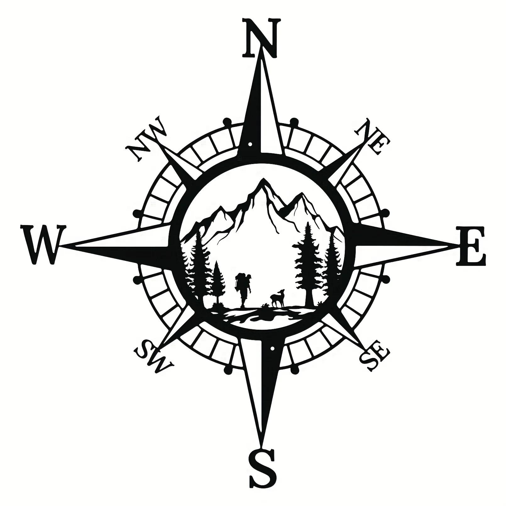 

Металлический компас, художественное украшение на стену - простой линейный рисунок для кухни, ванной комнаты и дома | Стильная подвесная настенная скульптура светло-серый