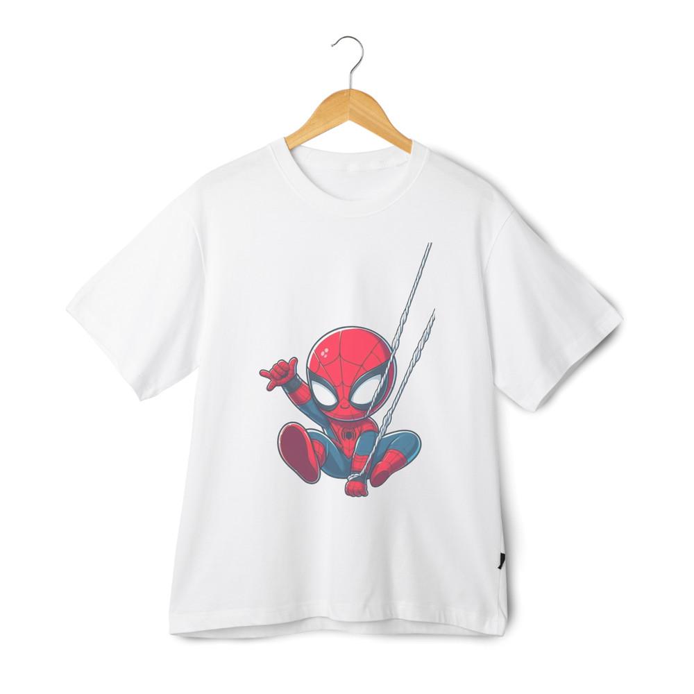 Cute Swinging Spider-Man T-Shirt – Kids Superhero Tee – Marvel Comic Style Shirt