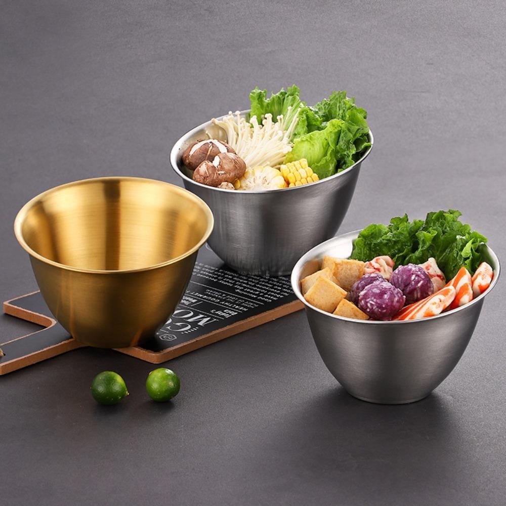 3Pcs Korean Style Salad Bowl Stainless Steel Soup Serving Basin Meal Prep Bowl  Snack