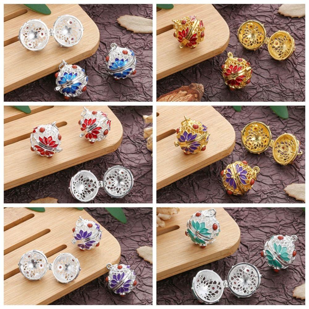 

3Pcs Copper Enamel Box Pendant Hollow out Jewelry DIY Making Charms Smartphone Charm срібний/синій