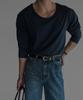 Baulopeulodeogteu Cotton U-Neck Long Sleeve T-Shirt [Navy]