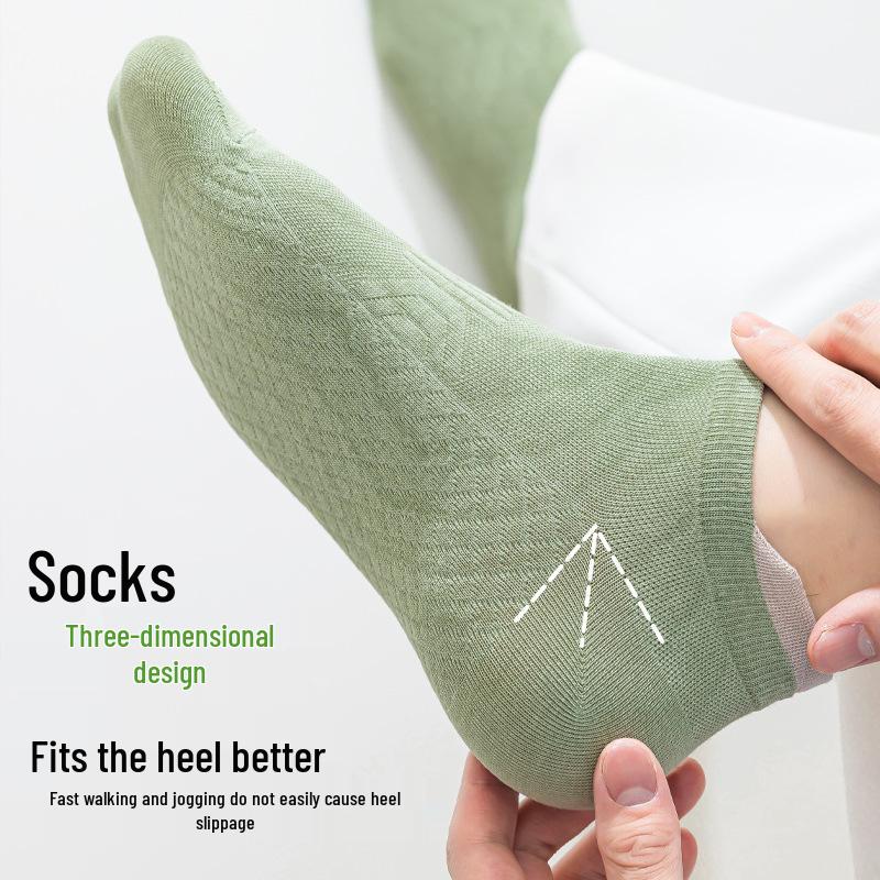 Men's Summer Breathable Cotton Socks - Solid Color, Antibacterial, Odor-Resistant, Thin Casual Sports Boat Socks