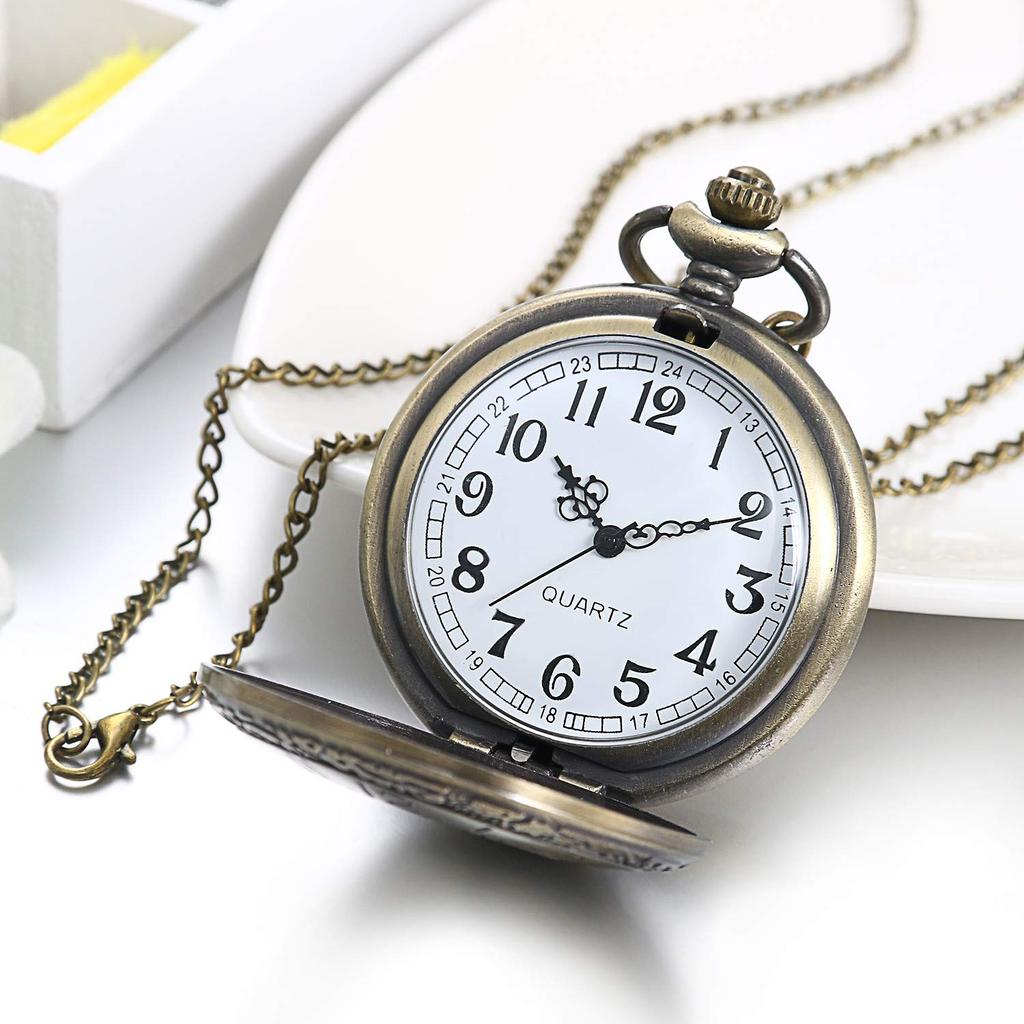 JewelryWe Taschenuhr, Skelett-Herz-Anhänger, Antik-Stil, Retro-Taschenuhr, Anhänger, Halskette, Uhr, geeignet für Damen und Herren, Cosplay