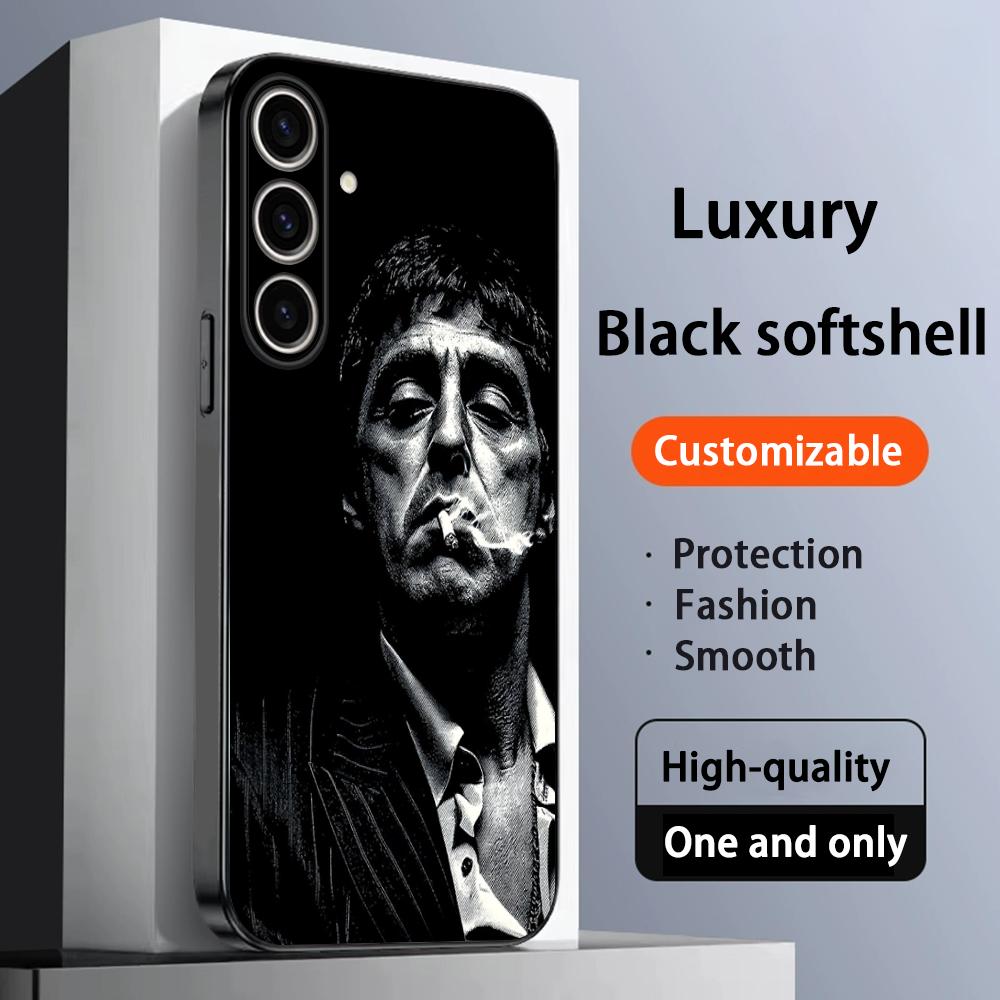 Carcasă Telefon Model Cool Tony Montana Pentru Samsung Galaxy S25 S24 S23 S22 S21 S20 Plus Ultra Note20 Negru Moale
