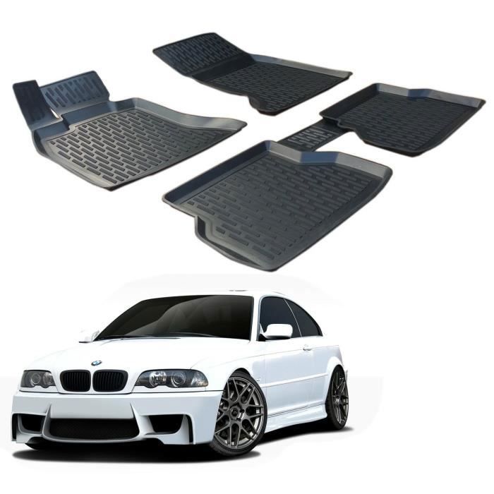 SCOUTT Tapis de sol - 3D Caoutchouc Premium - BMW 3 Série E46 - 1998-2005 - Noir