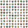 100 Waterproof Succulent Graffiti Stickers for Suitcases, Computers, and Guitars