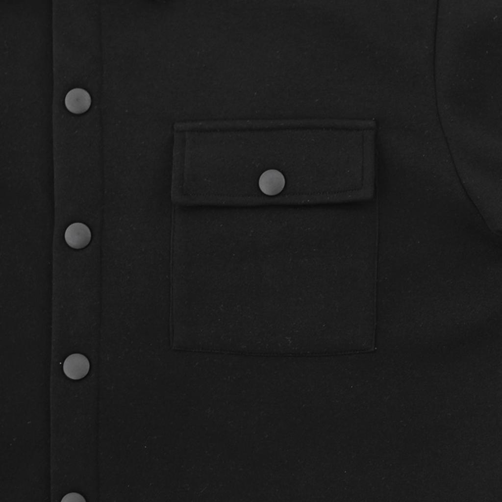 Pánská ležérní volná jednobarevná košilová bunda, klopový límec, dlouhý rukáv, knoflíkové zapínání, ležérní pracovní oděv