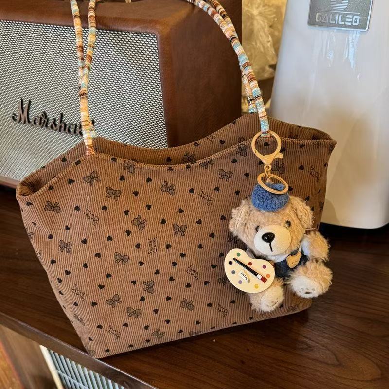 New Fashion Simple Cute College Style Canvas Women's Bag College Students Go Out Casual All-match Shoulder Bag Simple Class Tailoring Bag