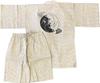 [Edoten] [Our Original!] Shijira-woven Jinbei with Japanese Pattern (Beige/Off-White) (3L, Tomoe Cat Off-White)