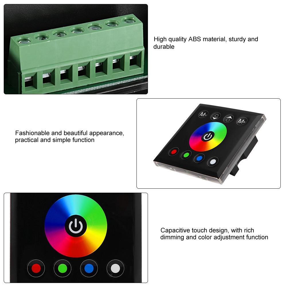 Wall Mounted Colorful RGBW LED Touch Panel Controller Dimmer Switch for LED Strip Light
