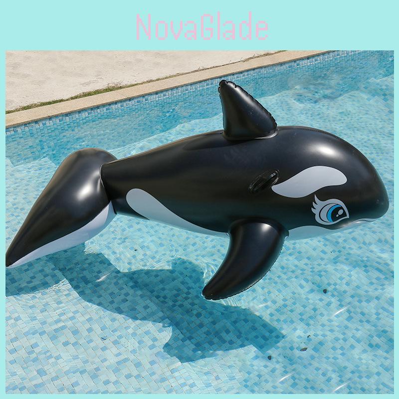 Giant Whale Water Fun Park Inflatable Floater Wholesale Adult Ride-on Inflatable Float Black Pvc 193*119cm