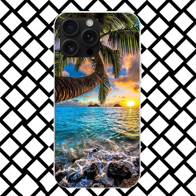 Summer Beach Sunset Sea Palm Tree Phone Case for iPhone 17 Air 16 16E 15 14 Plus 13 Mini 12 11 Pro Max 7 8 + SE 2020 Soft Cover