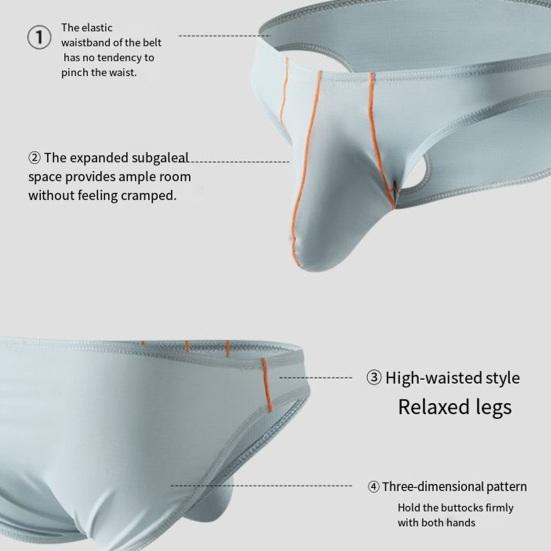 Men Briefs Ice Silk Ultra-Thin Low-rise Elastic Underwear Solid Color 3D Elephant Nose