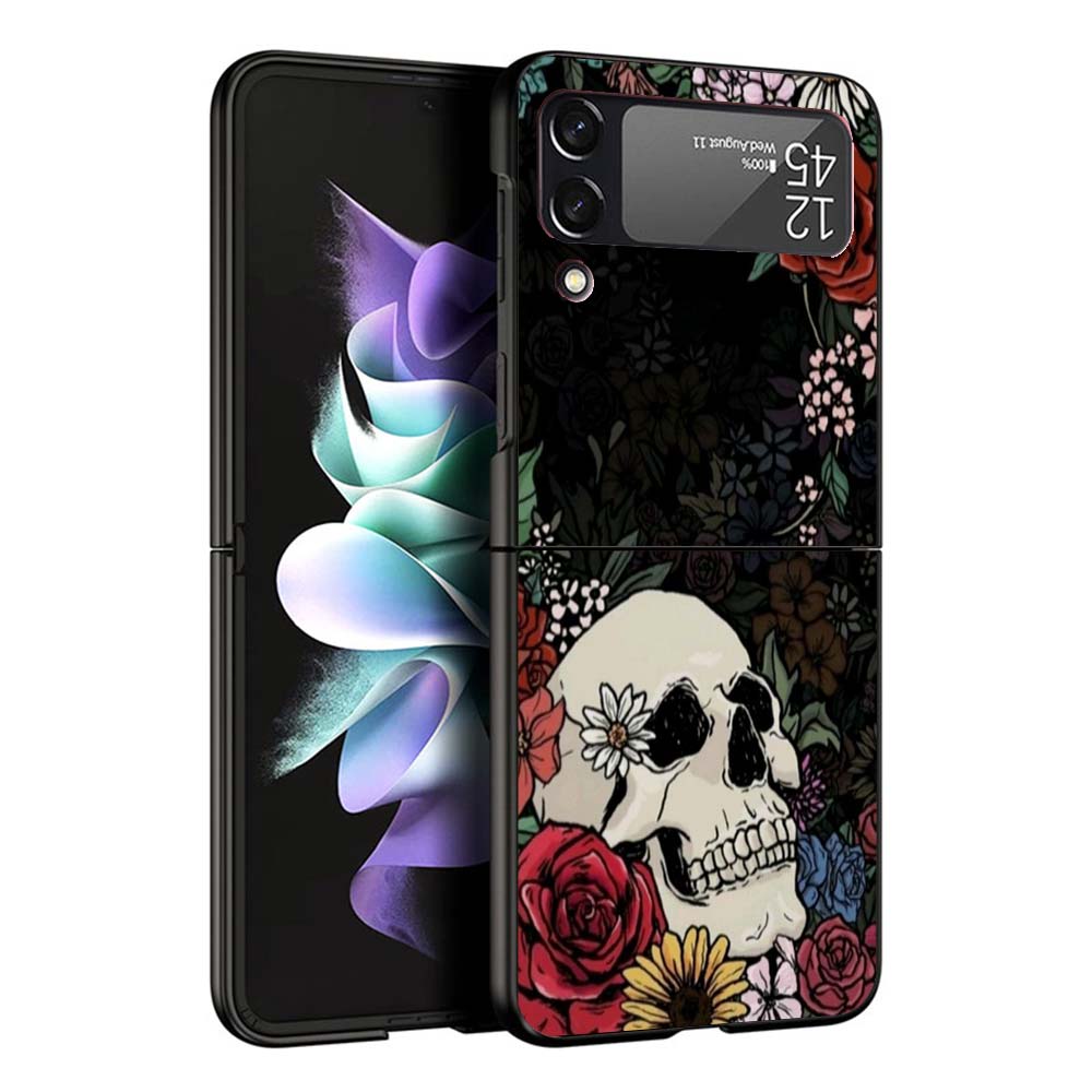 Human Skeleton Red Rose Phone Case For Samsung Galaxy Z Flip7 Flip6 5G Flip5 Flip4 Flip3 ZFlip 7 6 3 4 5 Shockproof Back Cover G