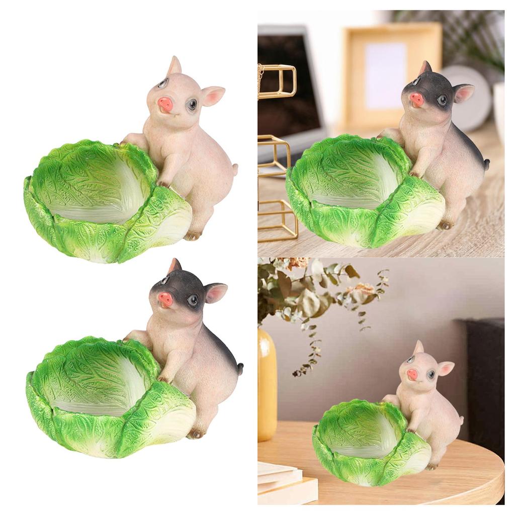 Cute Pig Statue Cabbage Storage Tray Handicrafts Ornament Desk Organization