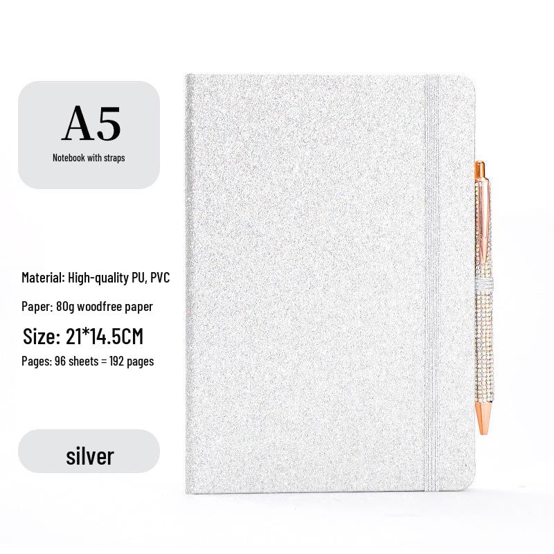 Exquisite Glitter Sequin Strap Journal: Personalized Creative Diary Notebook