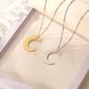 Ayatul Kursi Crescent Necklace Arabic Gold Silver Color Religion Jewelry Prayer Moon Pendant Necklaces Neck Jewelry