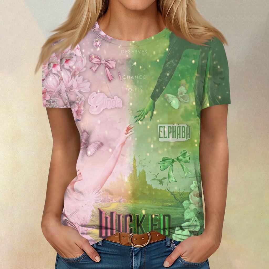 Women's Casual Fashion Cartoon Print Short-Sleeve Top/T-Shirt