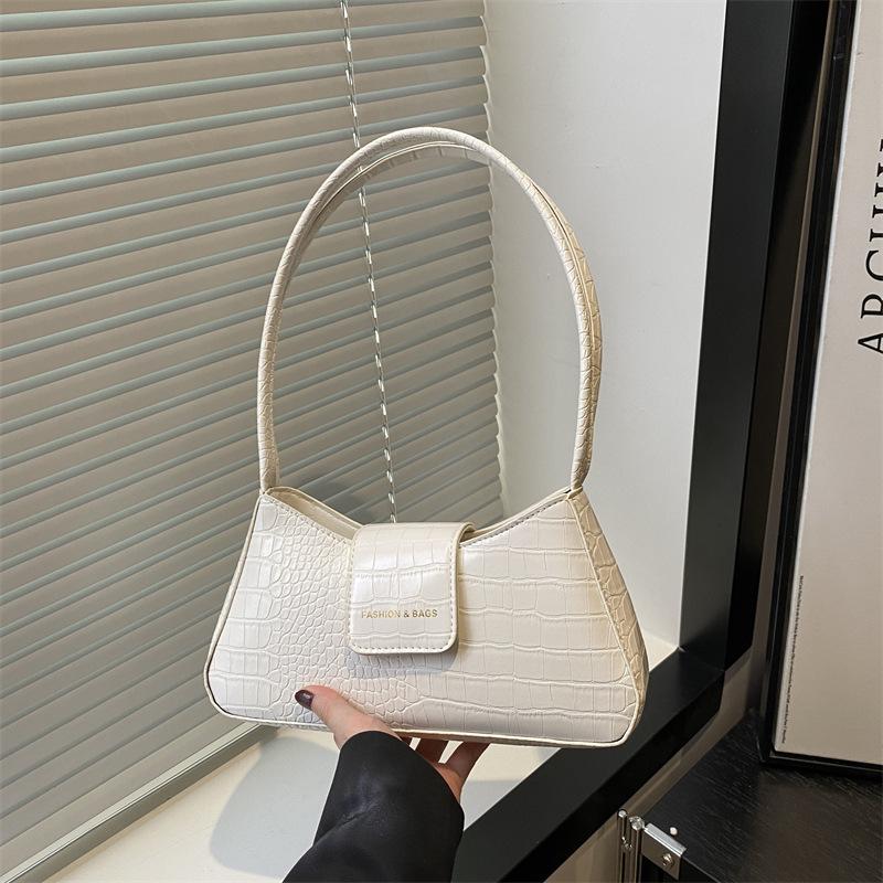 Crocodile Pattern Portable Small Square Bag Women's Bag 2025 Summer New Light Luxury Foreign Style Shoulder Bag Trendy Armpit Bag