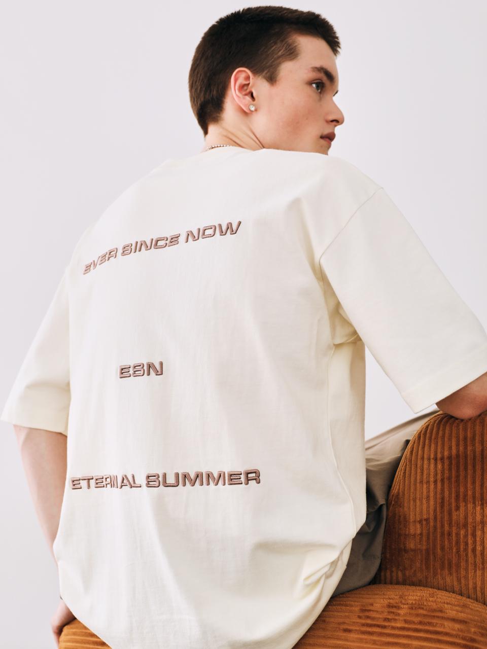 Iesn Double Logo Short Sleeve T-Shirt Cream M