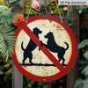 2D Flat 1pc, 8x8 In, No Dogs Allowed Round Aluminum Metal Sign - Vintage Rustic Wall Art with Textured Metal Surface & Artistic Nature-Inspired