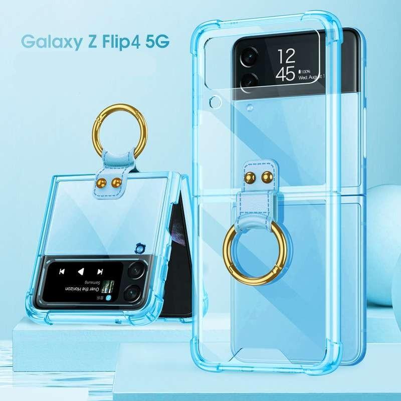 Shockproof Transparent Phone Case For Samsung Zflip4 Creative And Cute Air Cushion Protection синий