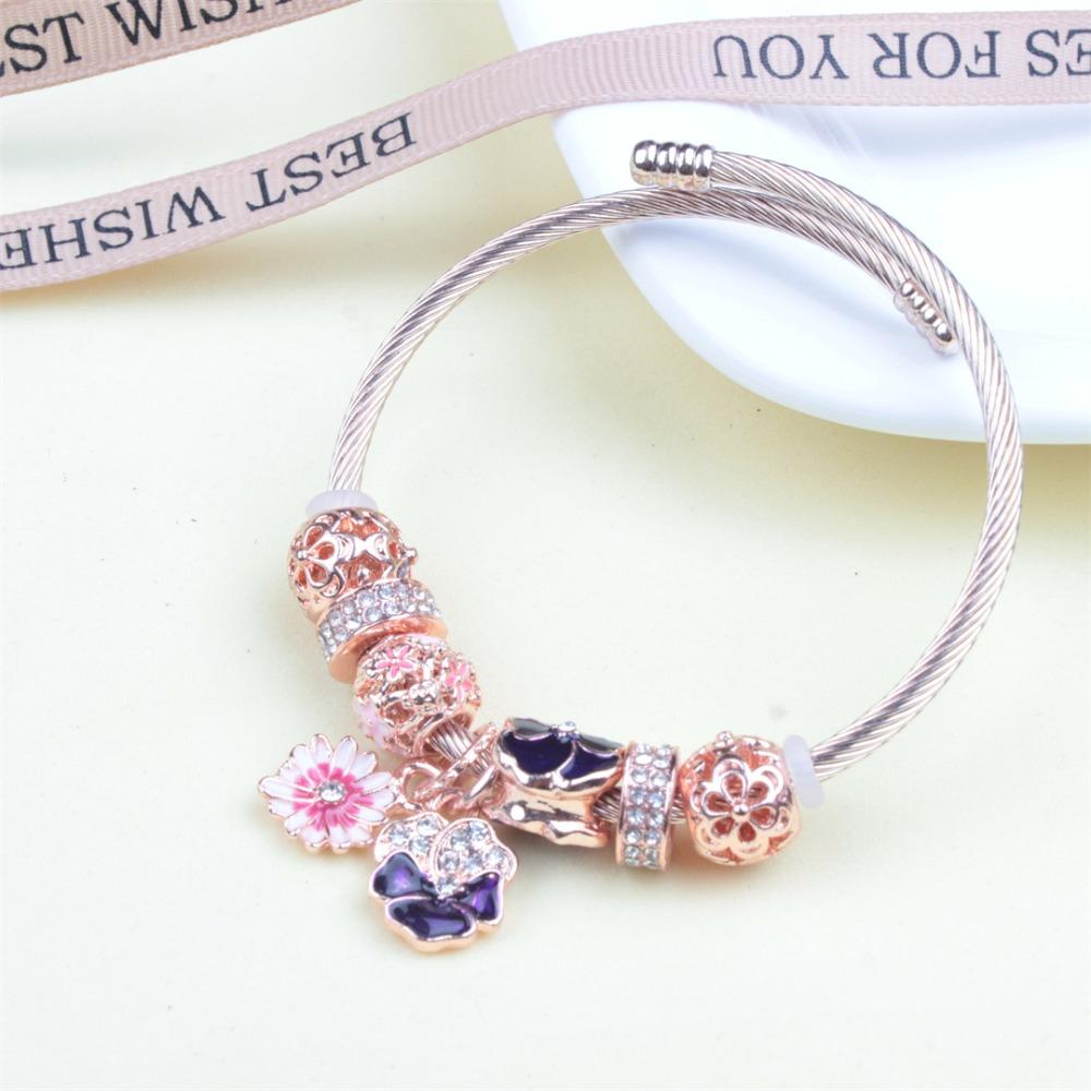 Beaded Bracelet Bangle Multi Element Stainless Steel Copper Alloy Open Spring Snake Bone Chain