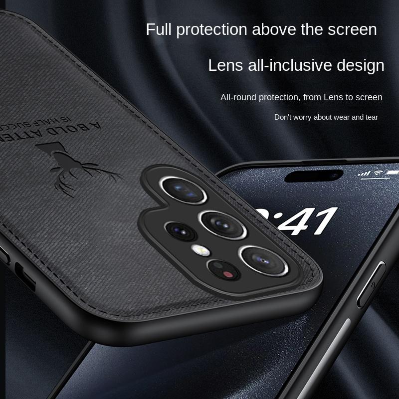 Per Samsung Galaxy S23 S22 S21 S20 S10 Plus Ultra Custodia Morbida in Tessuto Cervo Cover Posteriore Protettiva per Samsung S20 S23 FE