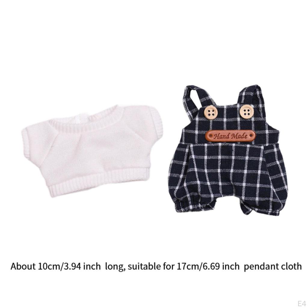 Labubu Plush Doll Jumpsuit Photo Props Birthday Gifts Girl Doll Pants for 17cm Doll T Shirt Pants Hat