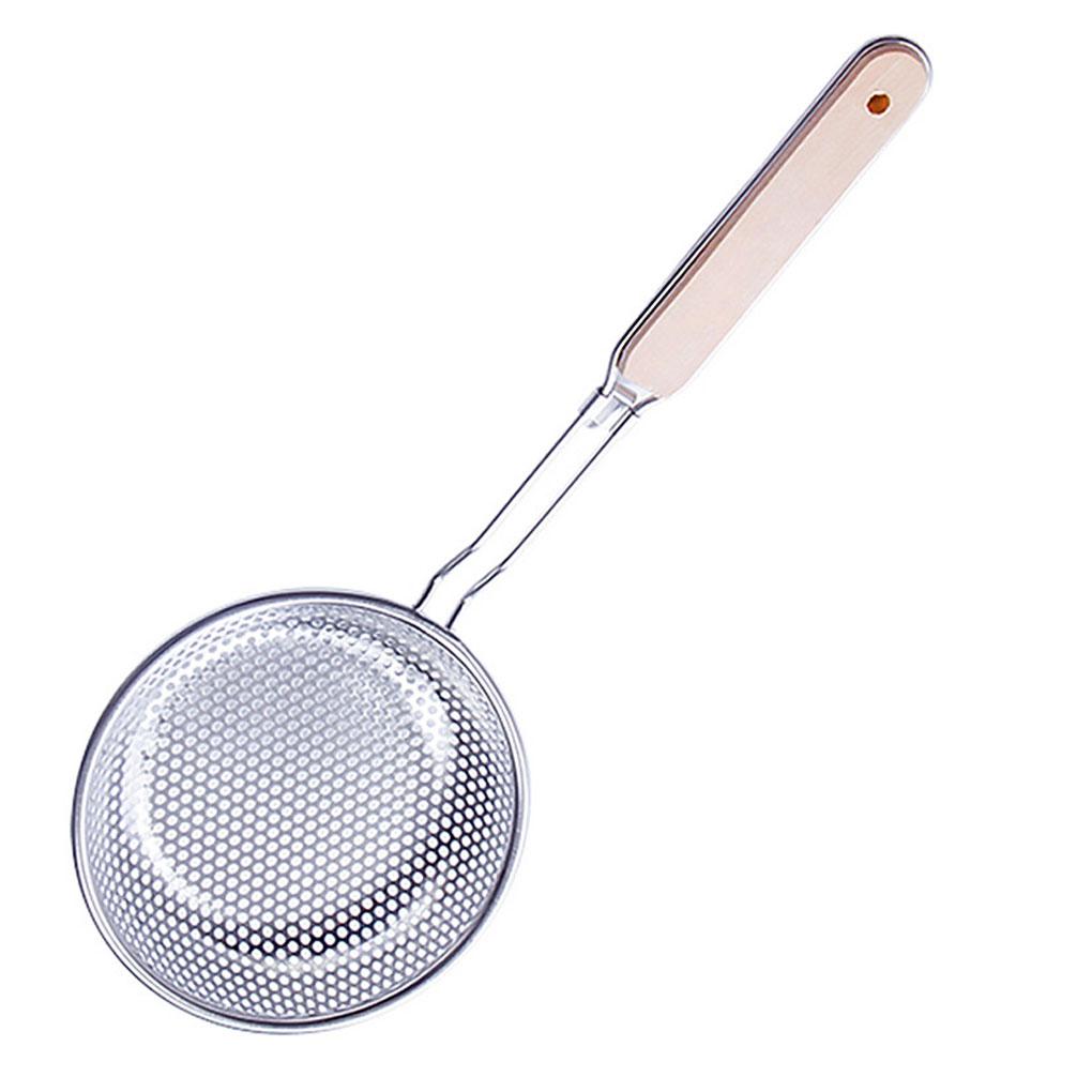 1pc Kitchen Stainless Soup Spoon Ladle Anti-Scald Skimmer Strainer Fry Food Mesh Portable Filter Home Kitchen Tool
