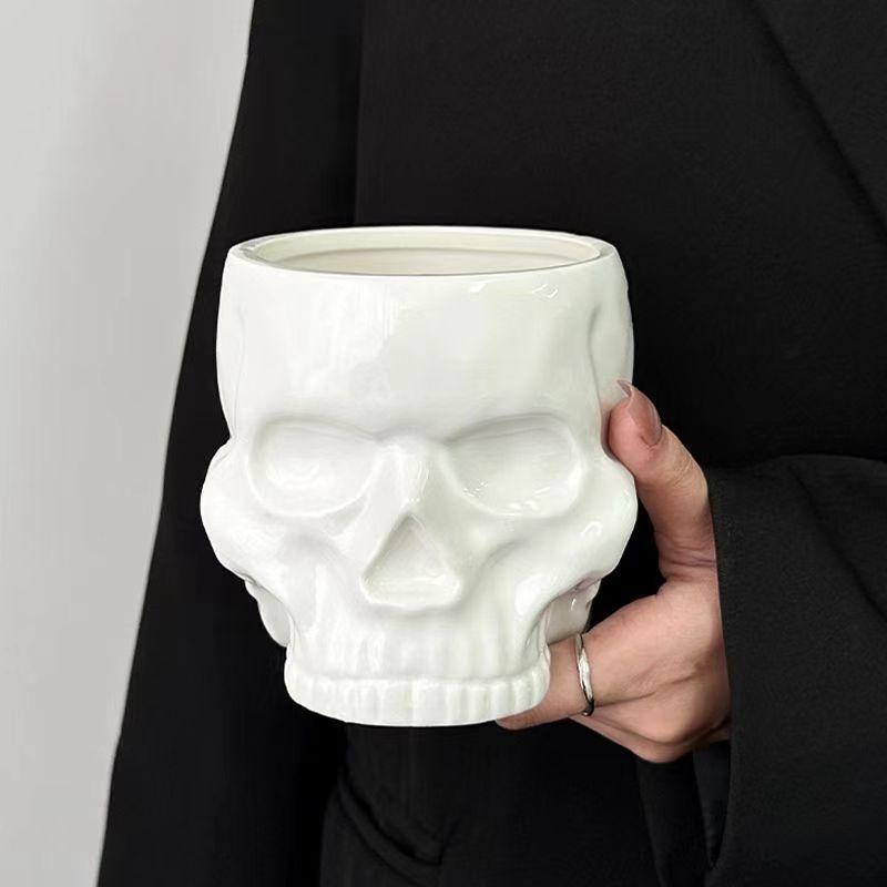 New Ceramic 600ml White Skull Mugs