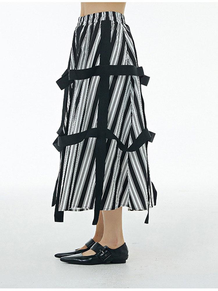 Xitao Quastenrock Mode elegant gestreift WLD8388