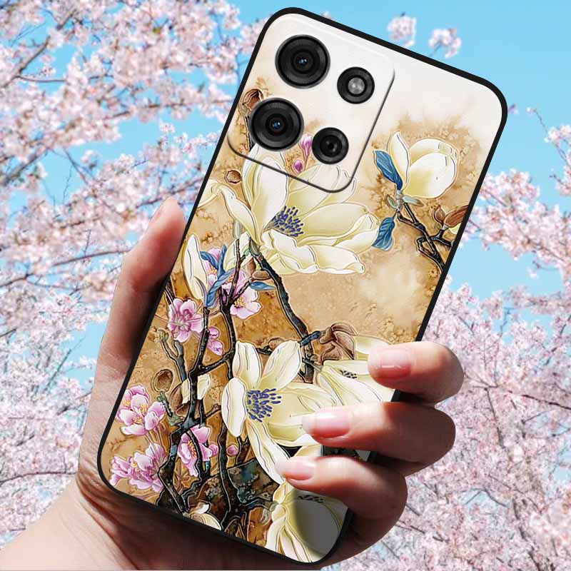 For Motorola Moto G15 4G/ G15 Power/G75 5G 3D Relief Flower Emboss Soft Silicone Cases Back Cover with 3D Flower Patter for G15