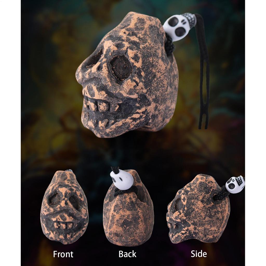 Aztec Death Whistle with Human Cry, Skull Art Collectible for Halloween Atmosphere, Outdoor Decor Screaming Sound