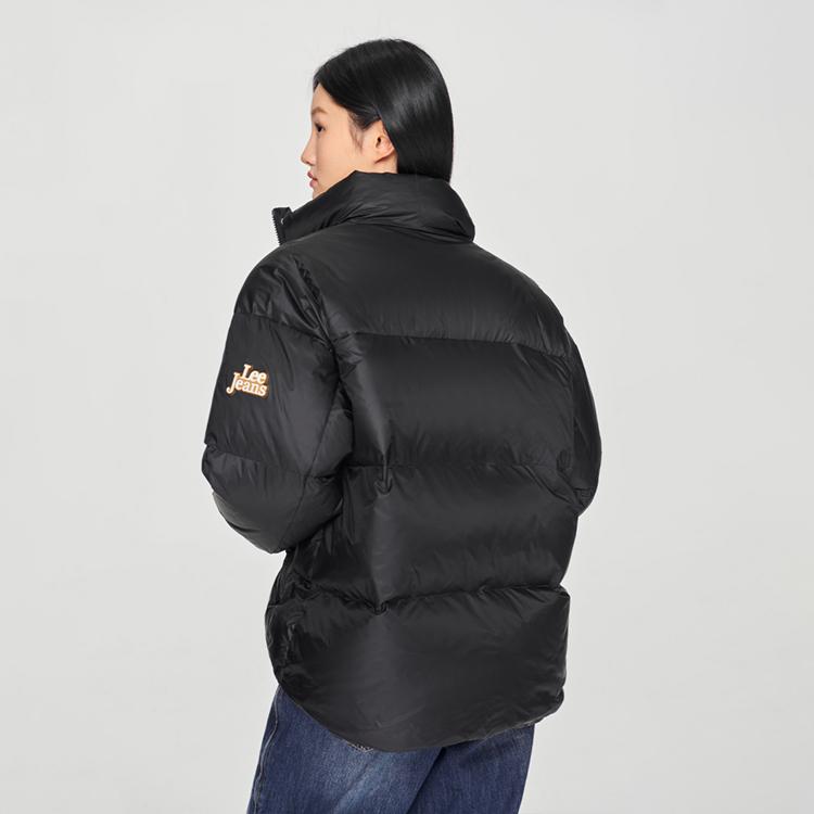 Lee Stand Collar Solid Color Duck Down Comfortable Quilted Design Warm Retaining Dark Series Down Jacket Women outerwear Black LWT008258204579K11000
