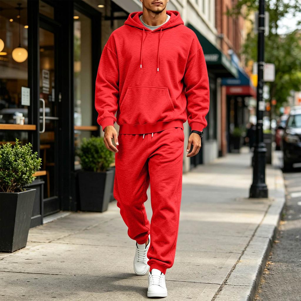 Men's Color Sweatsuit Trendy Casual Athletic Set for Spring and Fall